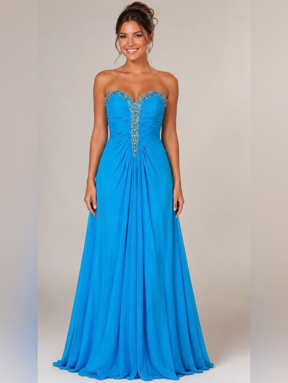 Alyce Paris Turquoise Beaded Strapless Formal Prom Evening Gown Size 10